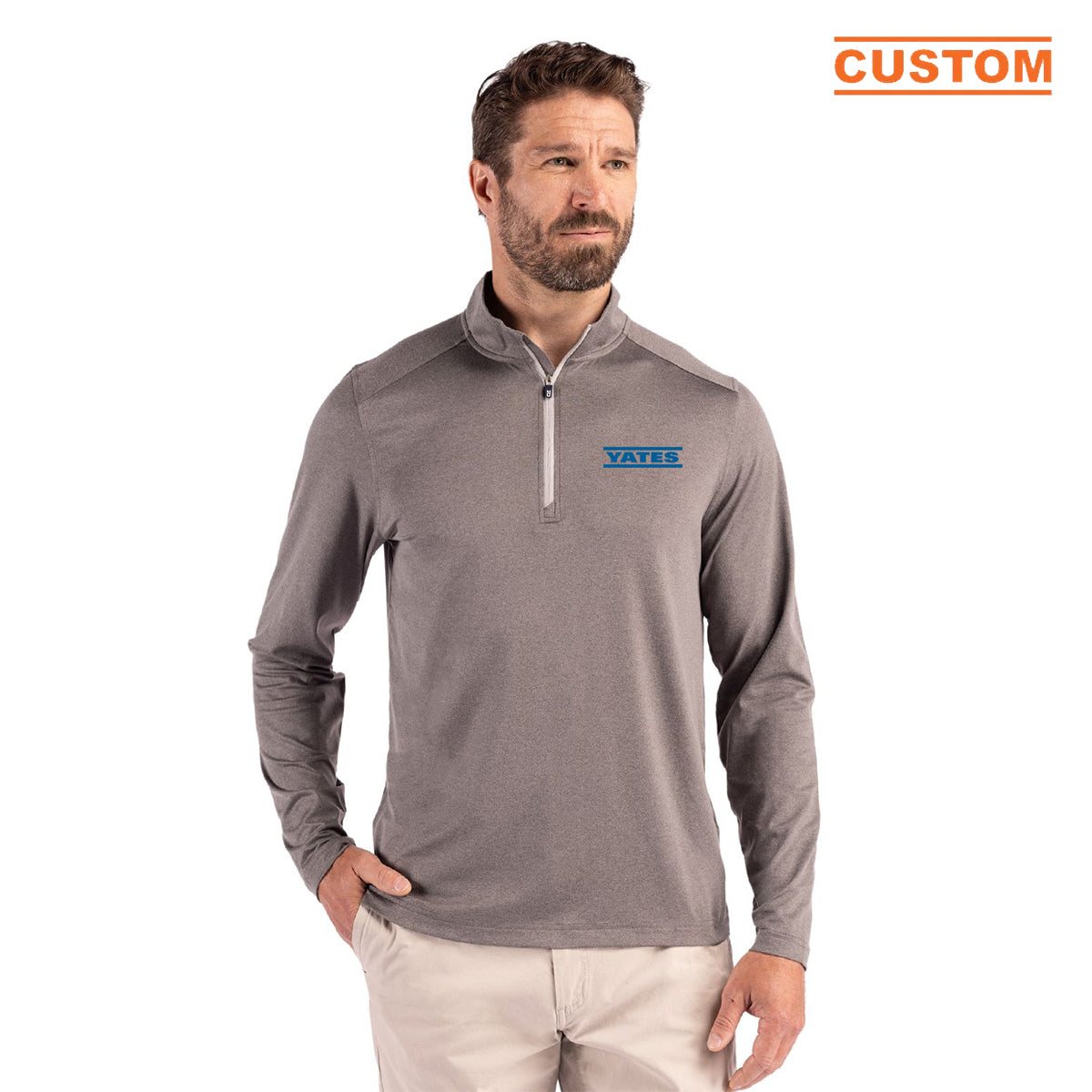 Cutter & Buck Coastline Recycled Double Peached Mens Quarter Zip Pullover