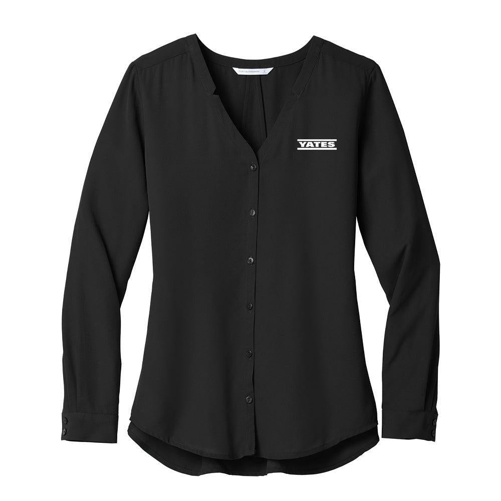 Ladies Long Sleeve Button-Front Blouse