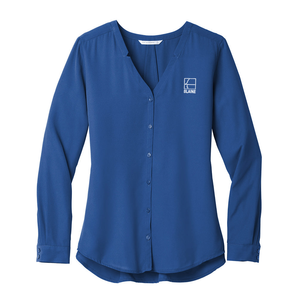 Blaine Ladies Long Sleeve Button-Front Blouse