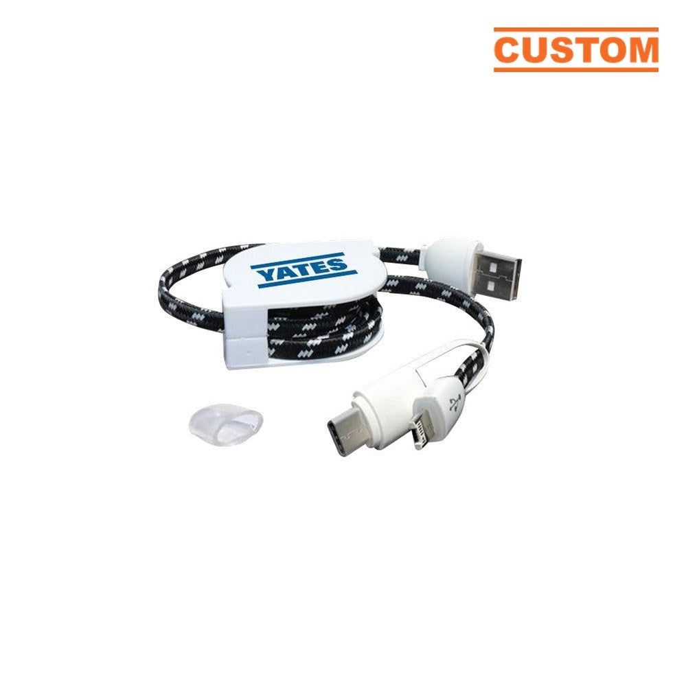 Retract-it Type C LED Lighted 3-in-1 USB Charging Cable for Mobile Devices