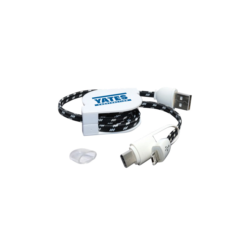Retract-it Type C LED Lighted 3-in-1 USB Charging Cable for Mobile Devices