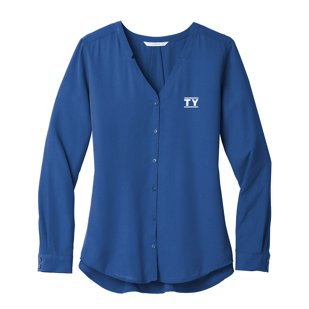 Turner-Yates Ladies Long Sleeve Button-Front Blouse
