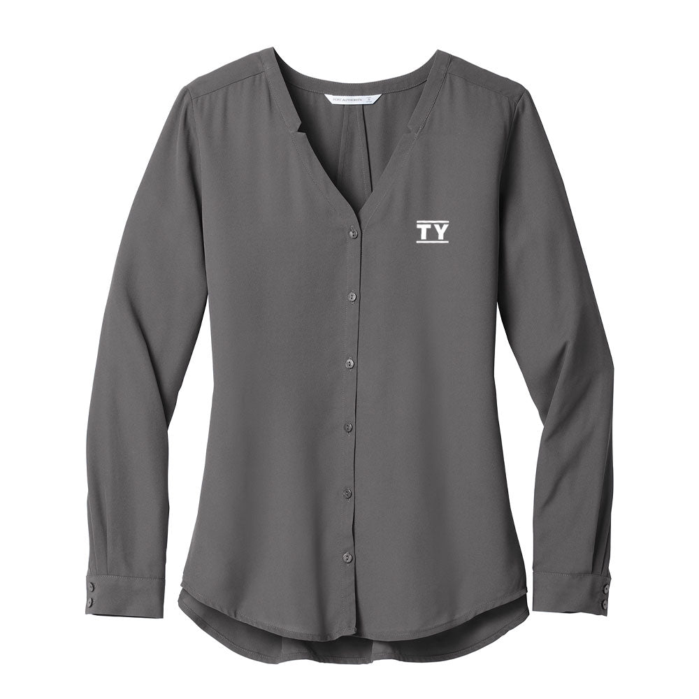 Turner-Yates Ladies Long Sleeve Button-Front Blouse