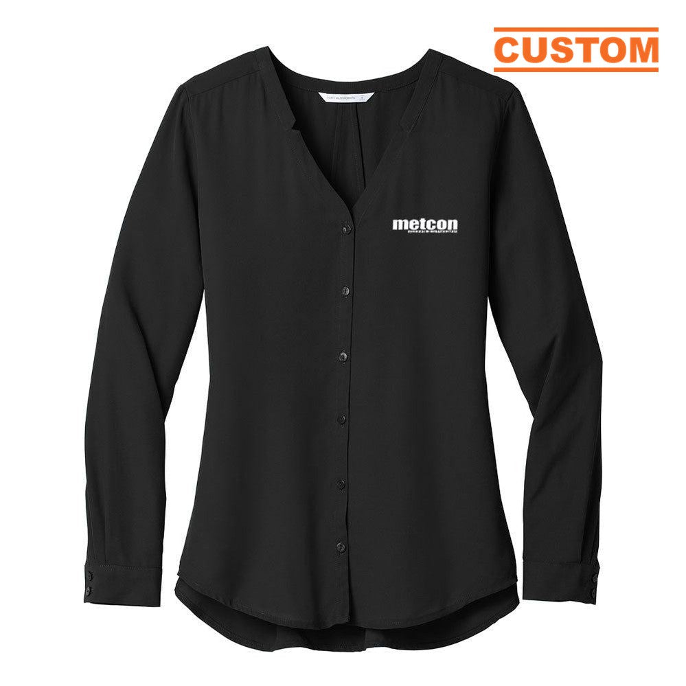 Yates-Metcon Ladies Long Sleeve Button-Front Blouse